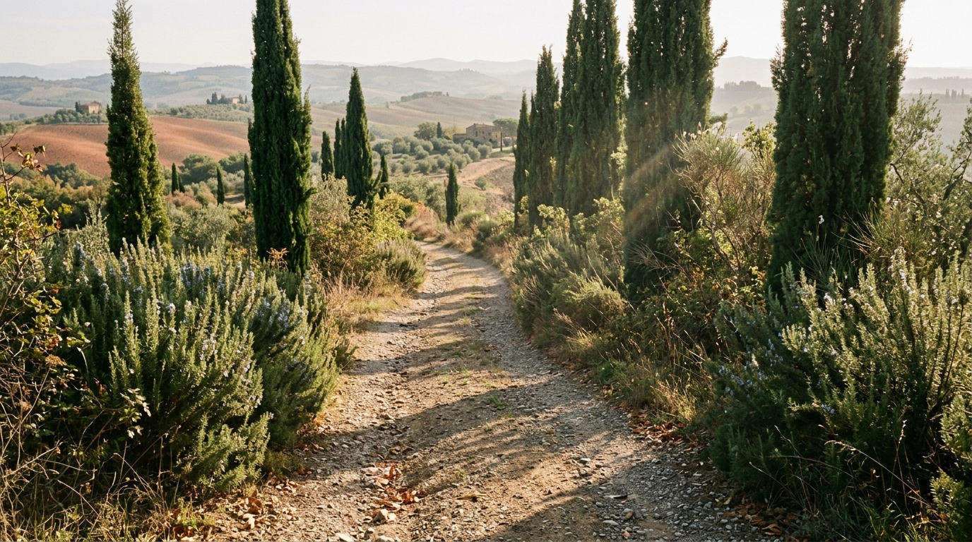 Sentiero alberato in collina